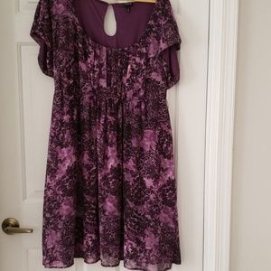 Purple Paisley Mixed Print Dress